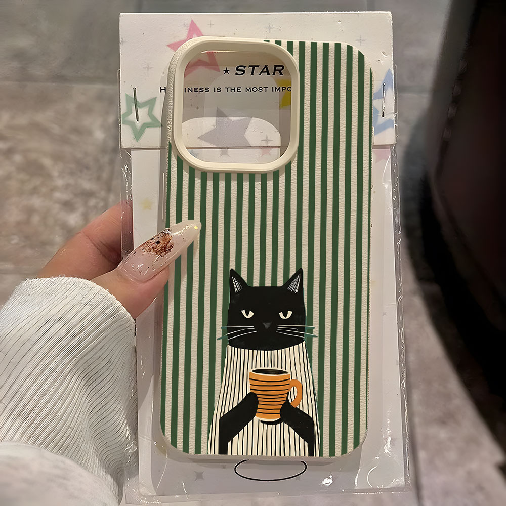 Phone Cases Xr Iphone - Funny Coffee Cat Pattern Lychee Phone
