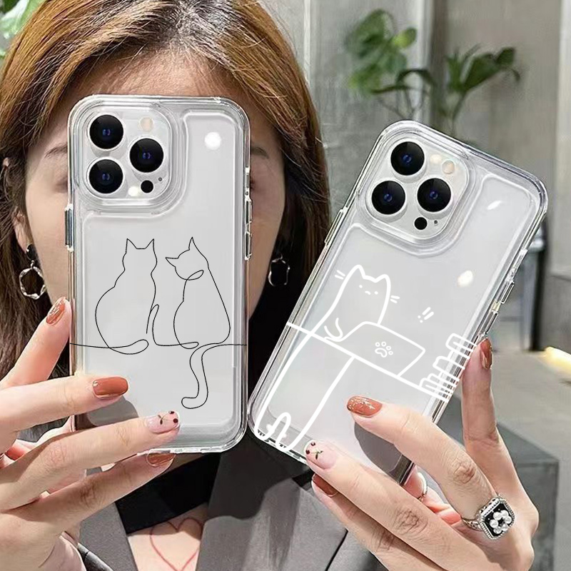 Cute Line Cat Anti-drop Phone  - Phone Cases Xiaomi 15 review and price
