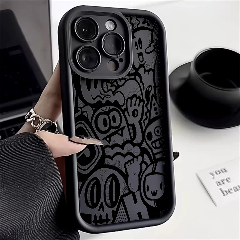 Black Graffiti Phone Case For  - Phone Cases Xr Iphone review and price
